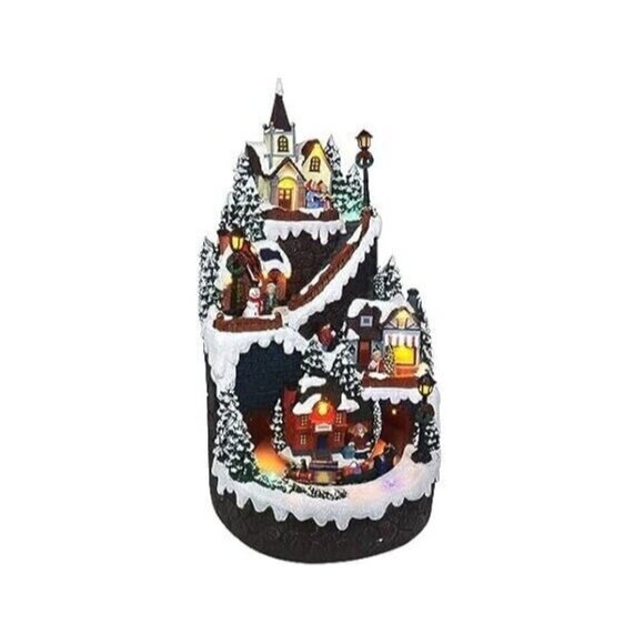 Top Treasures Christmas Village Christmas Mountain with Moving Train NIB - Picture 1 of 6